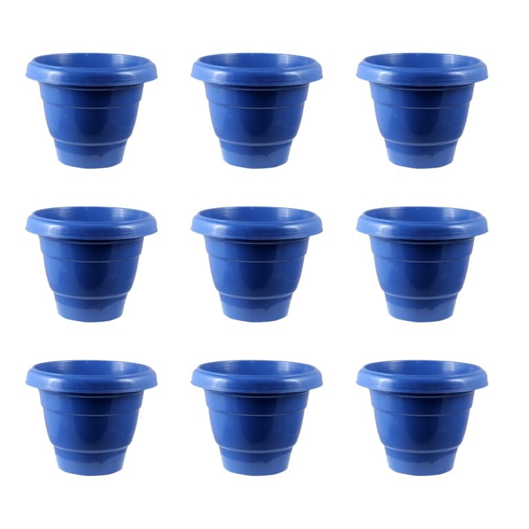 Set of 09 - 08 Inch Blue Classy Plastic Pots