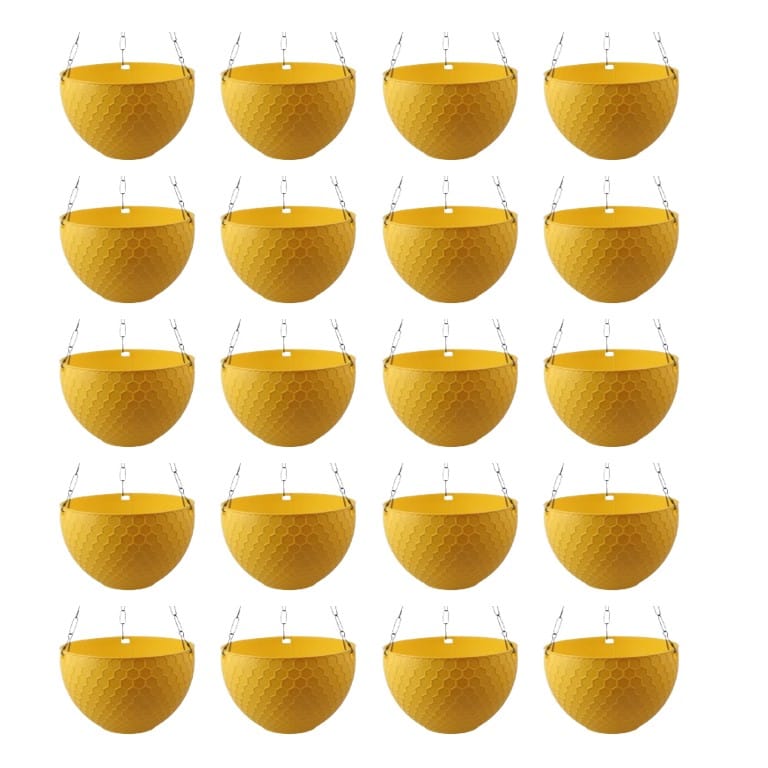Set of 20 - 6 X 4 Inch Yellow Premium Cerana Plastic Hanging Basket