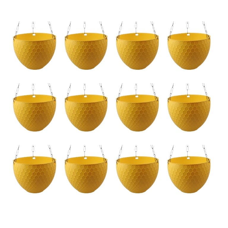Buy Set of 12 - 6 X 4 Inch Yellow Premium Cerana Hanging Plastic Pot Online | Urvann.com Set of 12 - 6 X 4 Inch Yellow Premium Cerana Plastic Hanging Basket