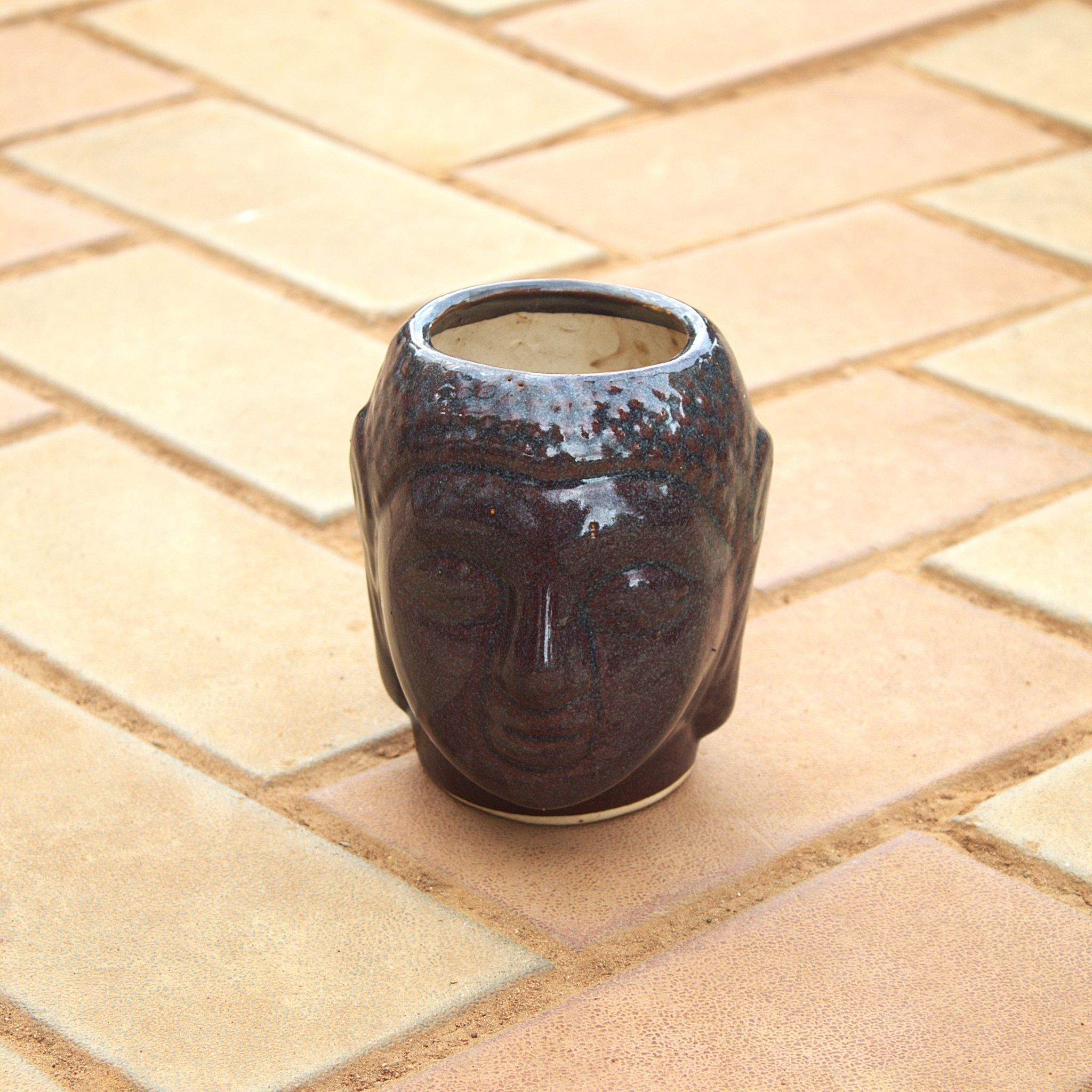 5 Inch - Classy Grey Buddha Designer Ceramic Pot