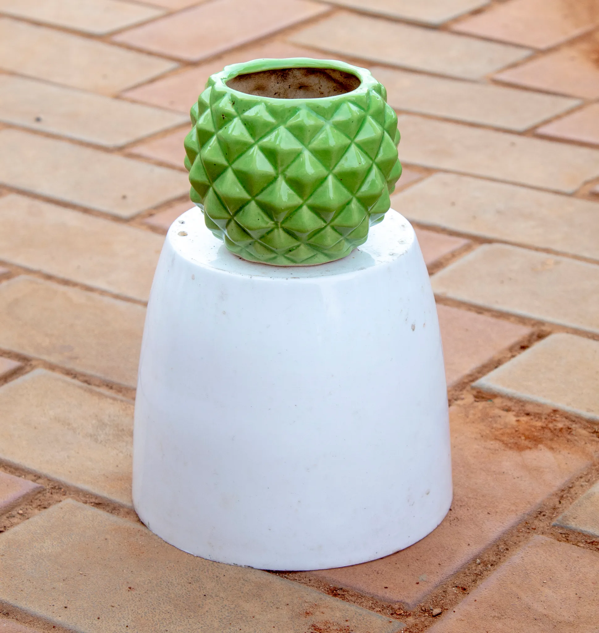4 Inch Classy Green Pine Designer Ceramic Pot