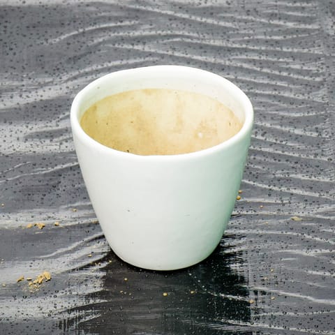 5 Inch Classy White Glass Ceramic Pot