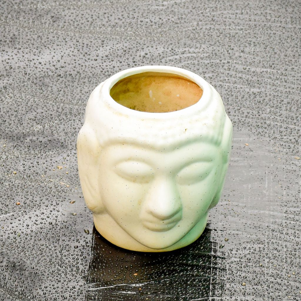 Buy 3 Inch Classy White Buddha Ceramic Pot Online | Urvann.com 3 Inch Classy White Buddha Ceramic Pot