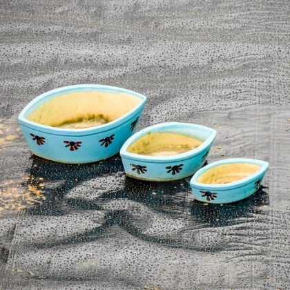 Buy Set of 3 - 3,5 & 7 Inch Boat Designer Ceramic Pot (any colour) Online | Urvann.com