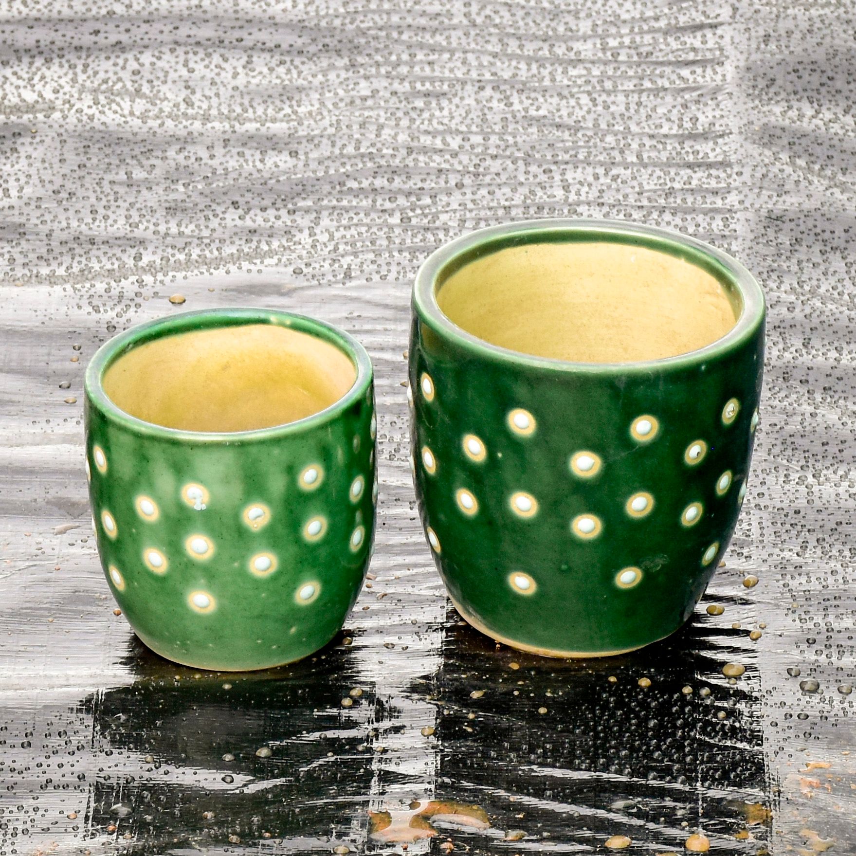 Set of 2 - 4 & 5 Inch Cup Designer Ceramic Pot (any colour)