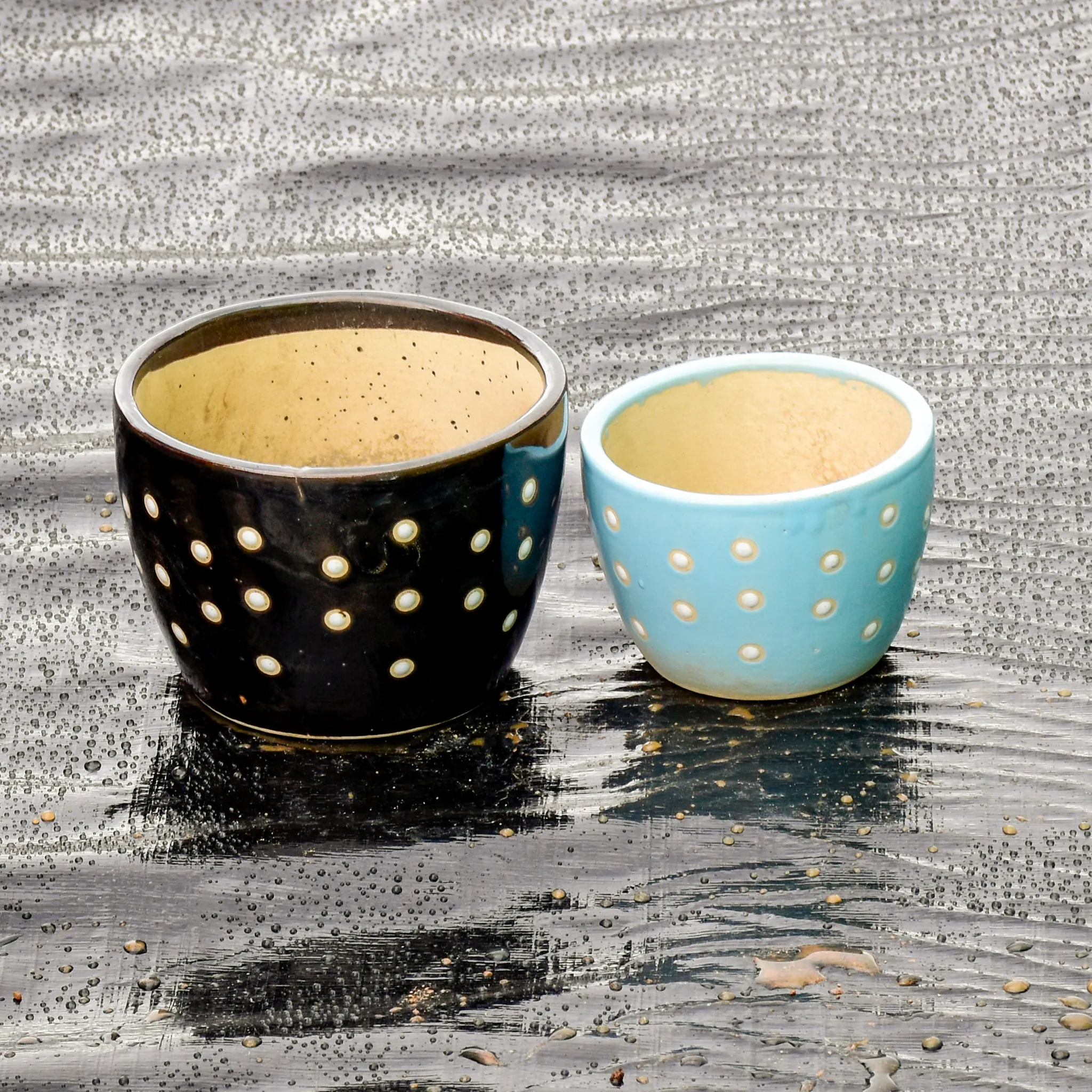 Set of 2 - 5 & 6 Inch Cup Designer Ceramic Pot (any colour & design)
