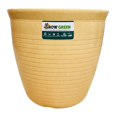 08 Inch Beige Premium Milo Round Plastic Pot