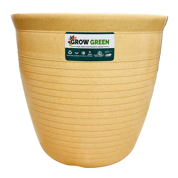 Buy 08 Inch Beige Premium Milo Round Plastic Pot Online | Urvann.com 08 Inch Beige Premium Milo Round Plastic Pot