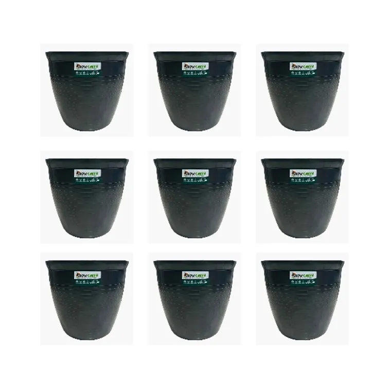 Set of 9 - 08 Inch Grey Premium Milo Round Plastic Pot