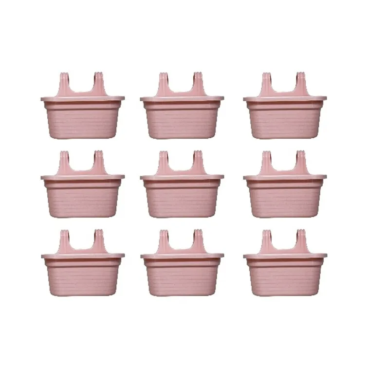 Set of 9 - 14 X 10 Inch Pink Marble Double Hook Hanging Plastic Pot