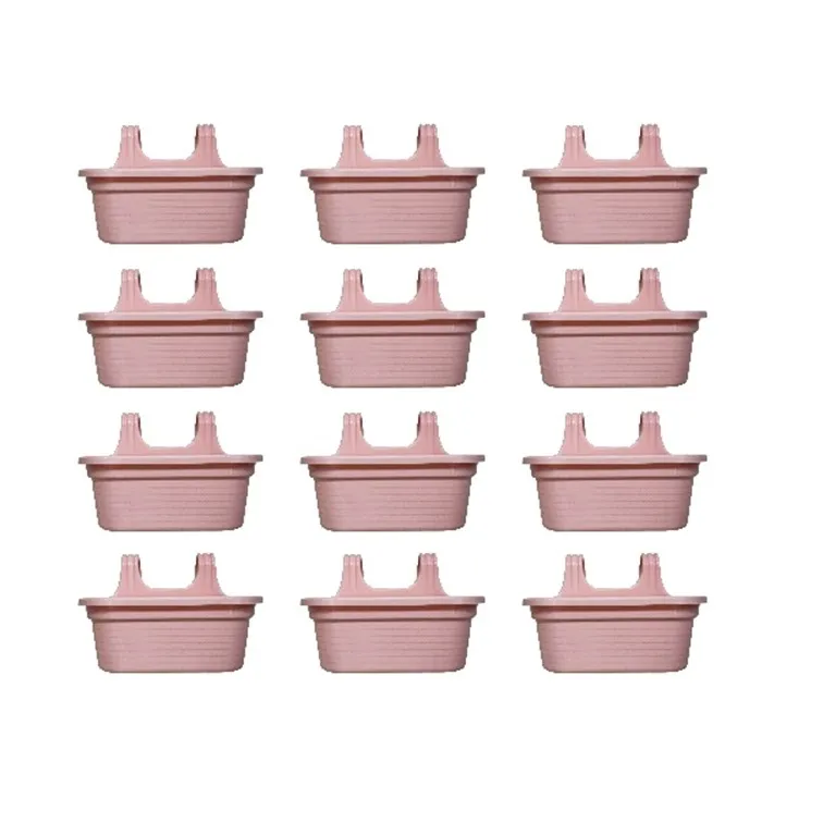 Set of 12 - 14 X 10 Inch Pink Marble Double Hook Hanging Plastic Pot