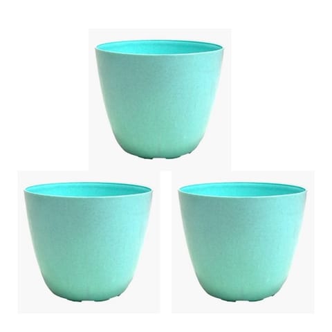 Set of 3 - 4 Inch Blue Marble Premium Orchid Round Plastic Pot