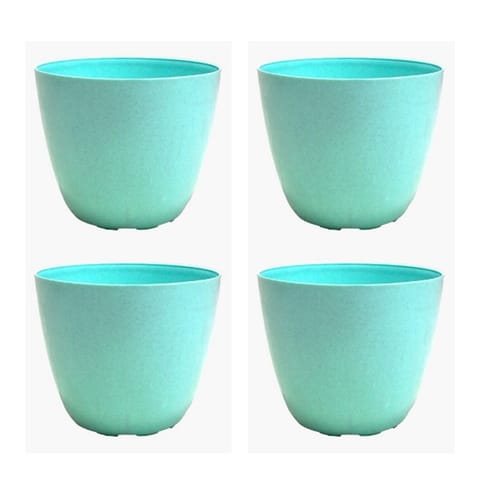 Set of 4 - 4 Inch Blue Marble Premium Orchid Round Plastic Pot