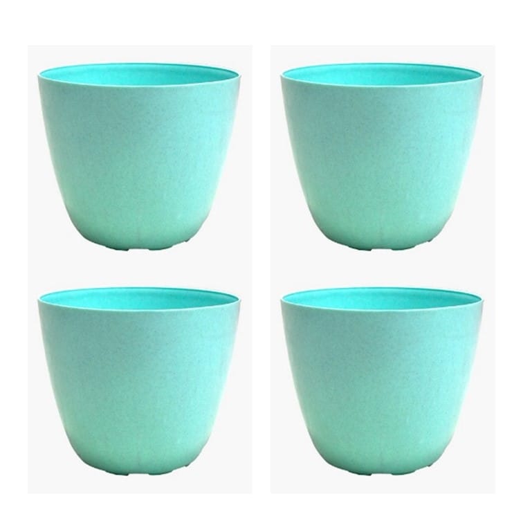 Set of 4 - 4 Inch Blue Marble Premium Orchid Round Plastic Pot