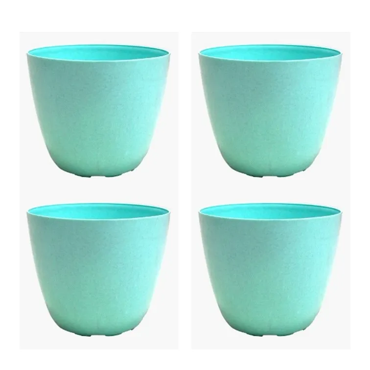 Set of 4 - 4 Inch Blue Marble Premium Orchid Round Plastic Pot