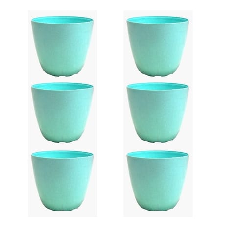 Set of 6 - 4 Inch Blue Marble Premium Orchid Round Plastic Pot