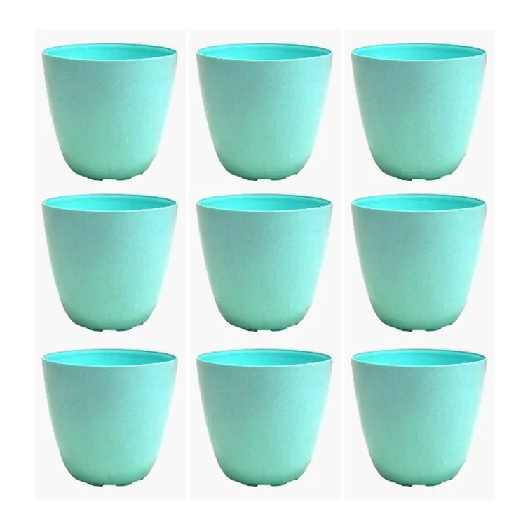 Set of 9 - 4 Inch Blue Marble Premium Orchid Round Plastic Pot