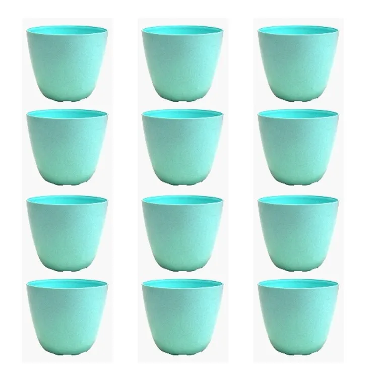 Set of 12 - 4 Inch Blue Marble Premium Orchid Round Plastic Pot