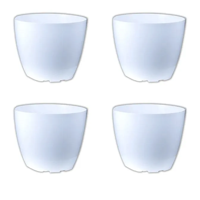 Set of 04 - 4 Inch White Premium Orchid Round Plastic Pot