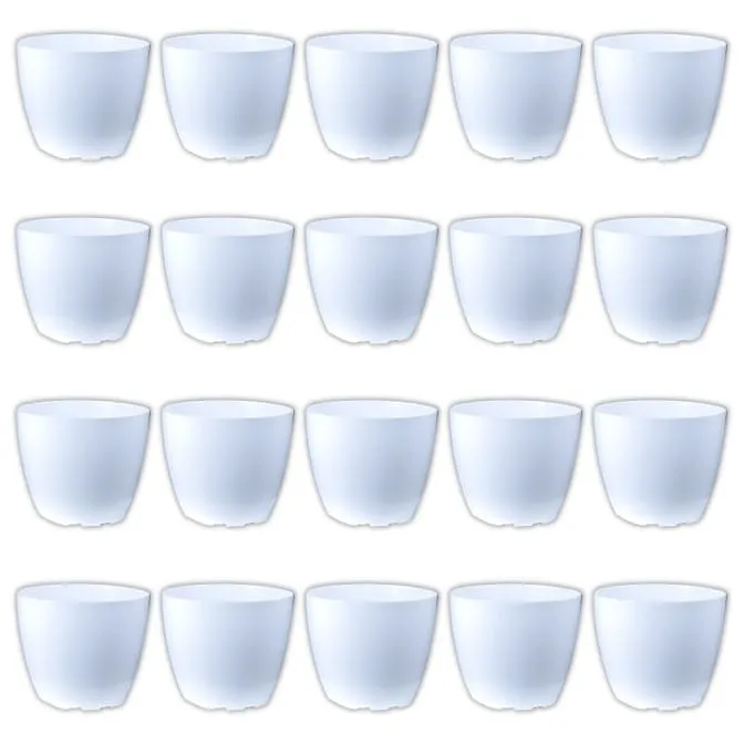 Set of 20 - 4 Inch White Premium Orchid Round Plastic Pot