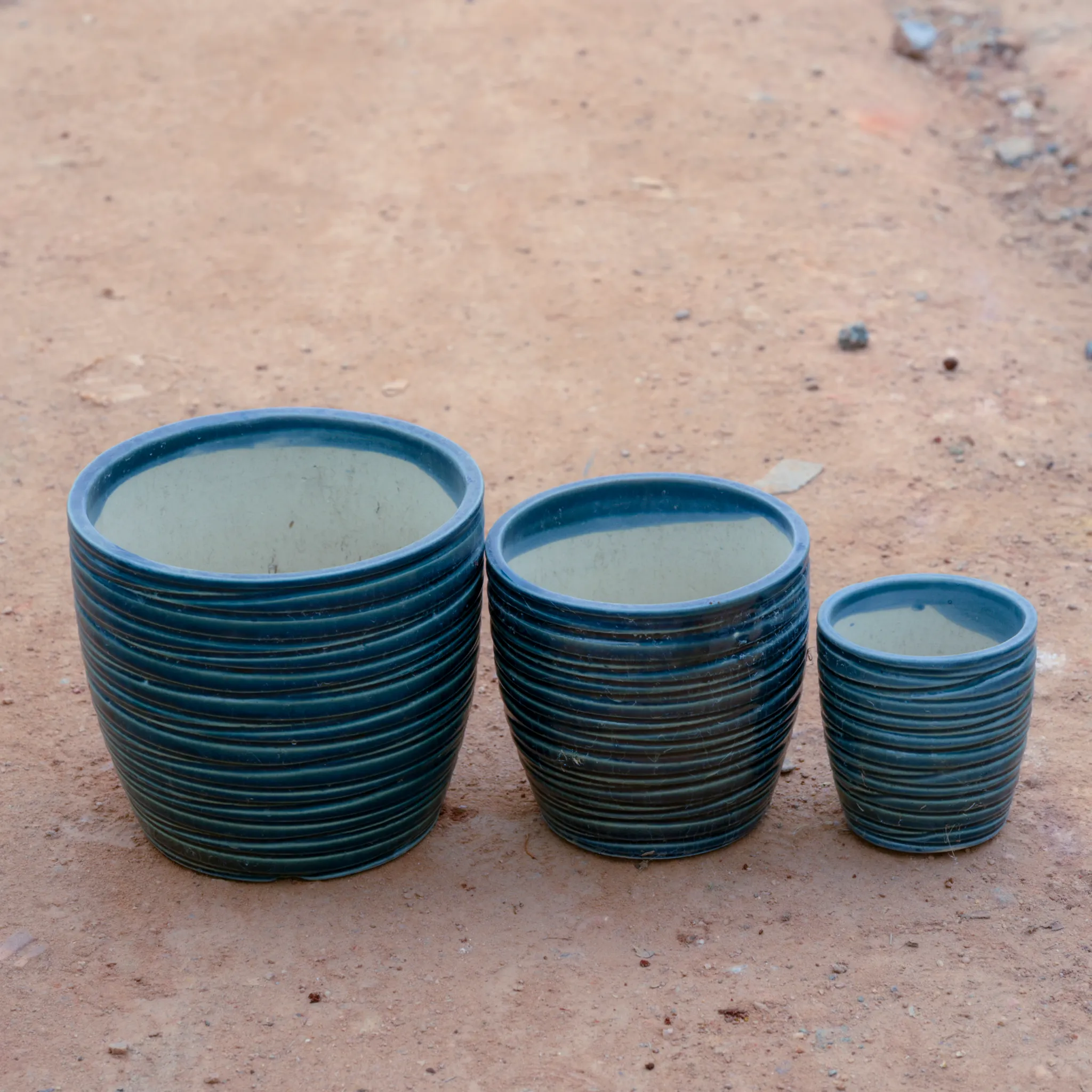 Set Of 3 - 5, 7 & 8 Inch Cup Designer Ceramic Pot (Any Design) (Any Colour)