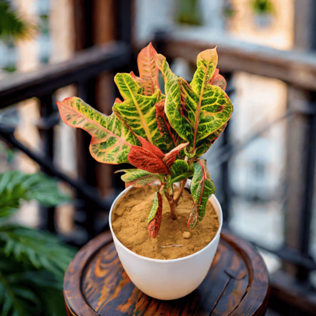 Croton Oakleaf in 6 Inch White Premium Orchid Round Plastic Pot Croton Oakleaf in 6 Inch White Premium Orchid Round Plastic Pot