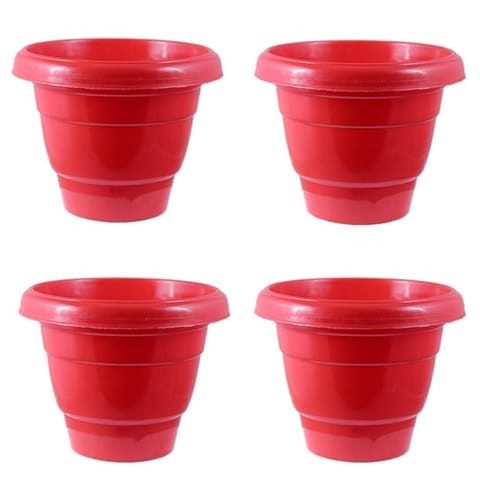 Set of 04 - 10 Inch Terracotta Red Classy Plastic Pot