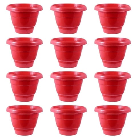 Set of 12 - 10 Inch Terracotta Red Classy Plastic Pot