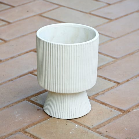 7 Inch Classy White Hourglass Designer Ceramic Pot