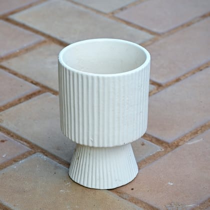6.5 Inch Classy White Hourglass Designer Ceramic Pot