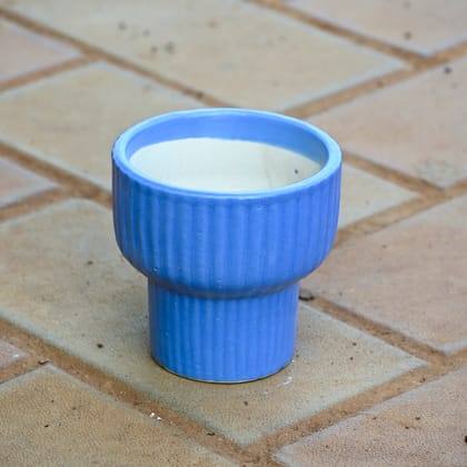 4 inch Bubblegum Blue Hourglass Designer Ceramic Pot