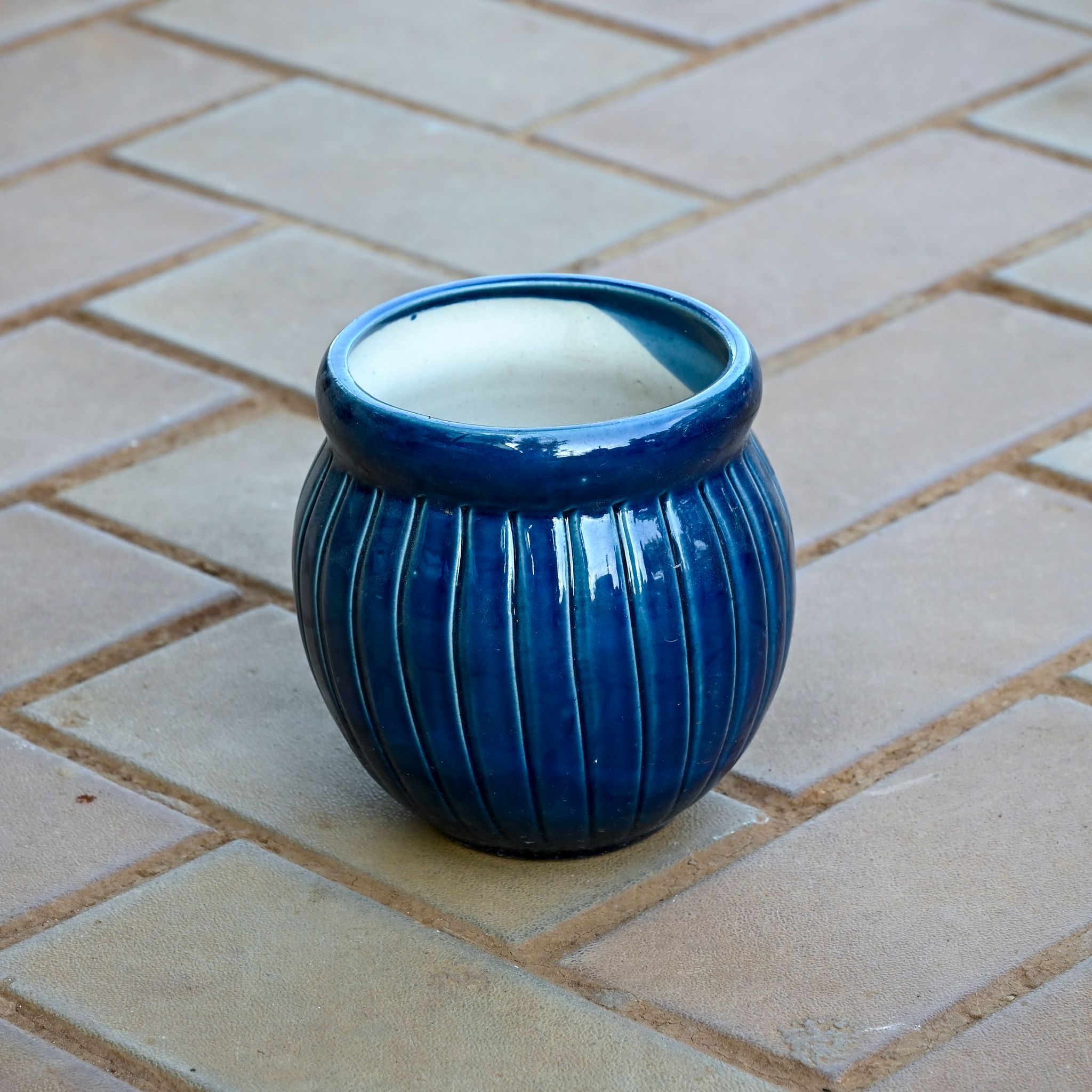 5 Inch Blue Premium Matki Designer Ceramic Pot
