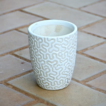 5 Inch White Glass Designer Ceramic Pot (any design) in 5 Inch Ceramic Pot