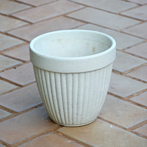 6 Inch Glossy White Handcrafted Kulhad Designer Ceramic Pot in 6 Inch Ceramic Pot