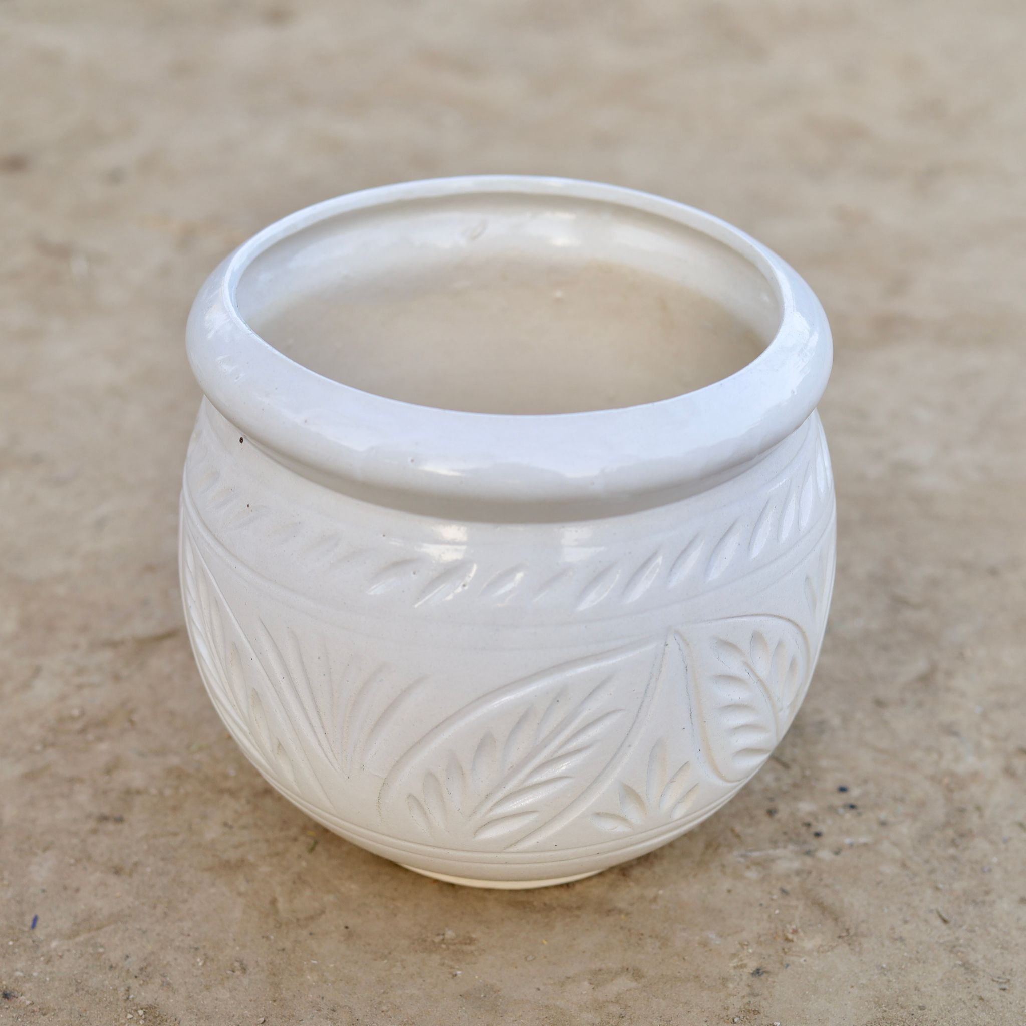 12 Inch Handcrafted Matka Shaped Ceramic Pot (Any Colour)