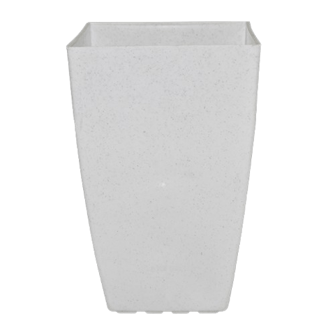 15 Inch Milky White Square Tower Plastic Pot