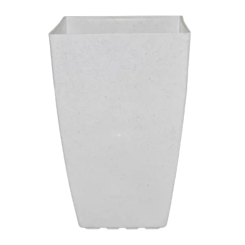 15 Inch Milky White Square Tower Plastic Pot