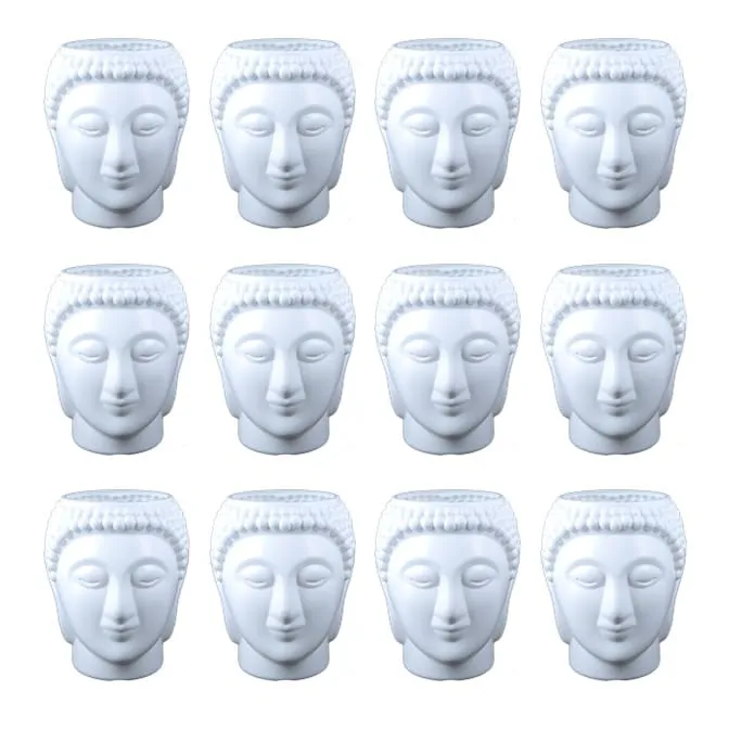 Set of 12 - 6 Inch White Premium Buddha Plastic Pot