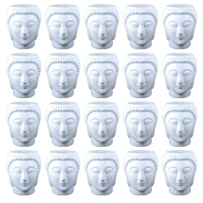 Set of 20 - 6 Inch White Premium Buddha Plastic Pots