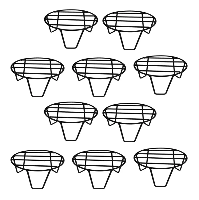 Set of 10 - 8 x 8 x 4 Inch Black Round Planter Stand | Anti Rust Powder Coated | Round Planter Stand for Living Room, Outdoor & Indoor Plants - 10 Pcs