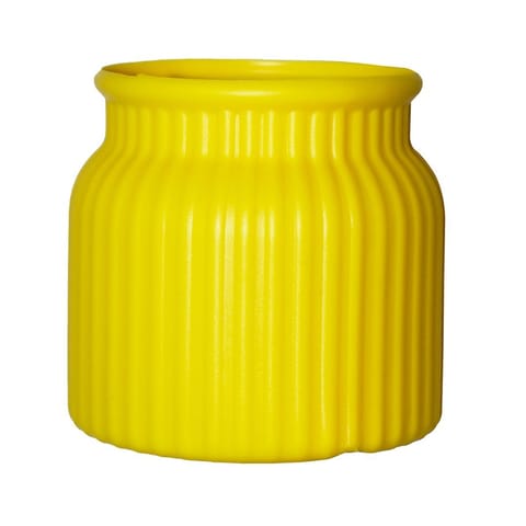 4 Inch Lemon Yellow Tesla Elvo Plastic Vase
