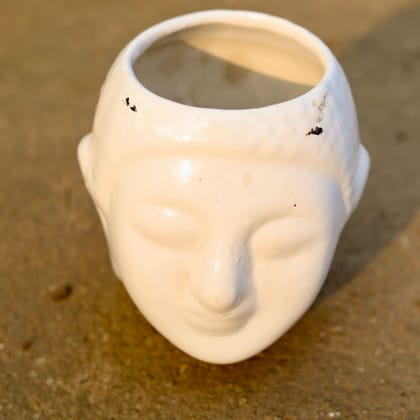 Buy 4 Inch White Classy Buddha Designer Ceramic Pot Online | Urvann.com