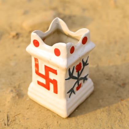Buy 6 Inch White Tulsi Designer Ceramic Pot Online | Urvann.com