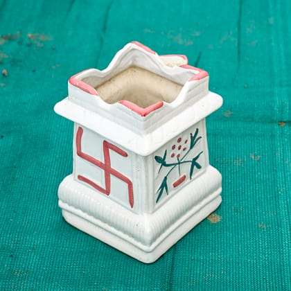 Buy 6 Inch Square Shaped Classy White Tulsi Designer Ceramic Pot (Any Colour) Online | Urvann.com