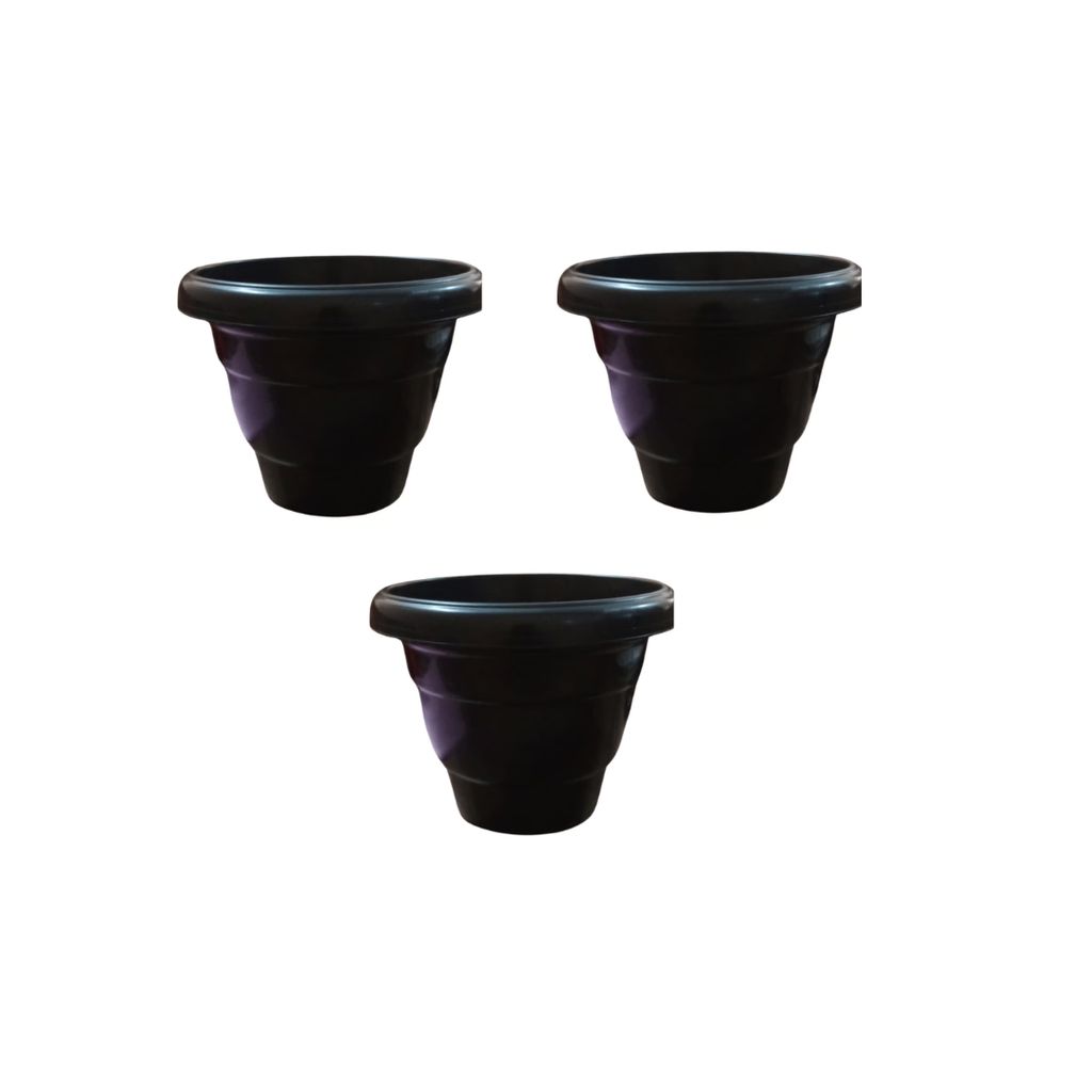 Buy Set of 3 - 8 Inch Black Classy Plastic Pot Online | Urvann.com Set of 3 - 8 Inch Black Classy Plastic Pot