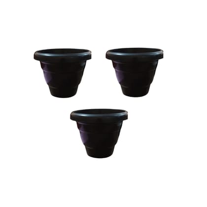 Buy Set of 3 - 8 Inch Black Classy Plastic Pot Online | Urvann.com