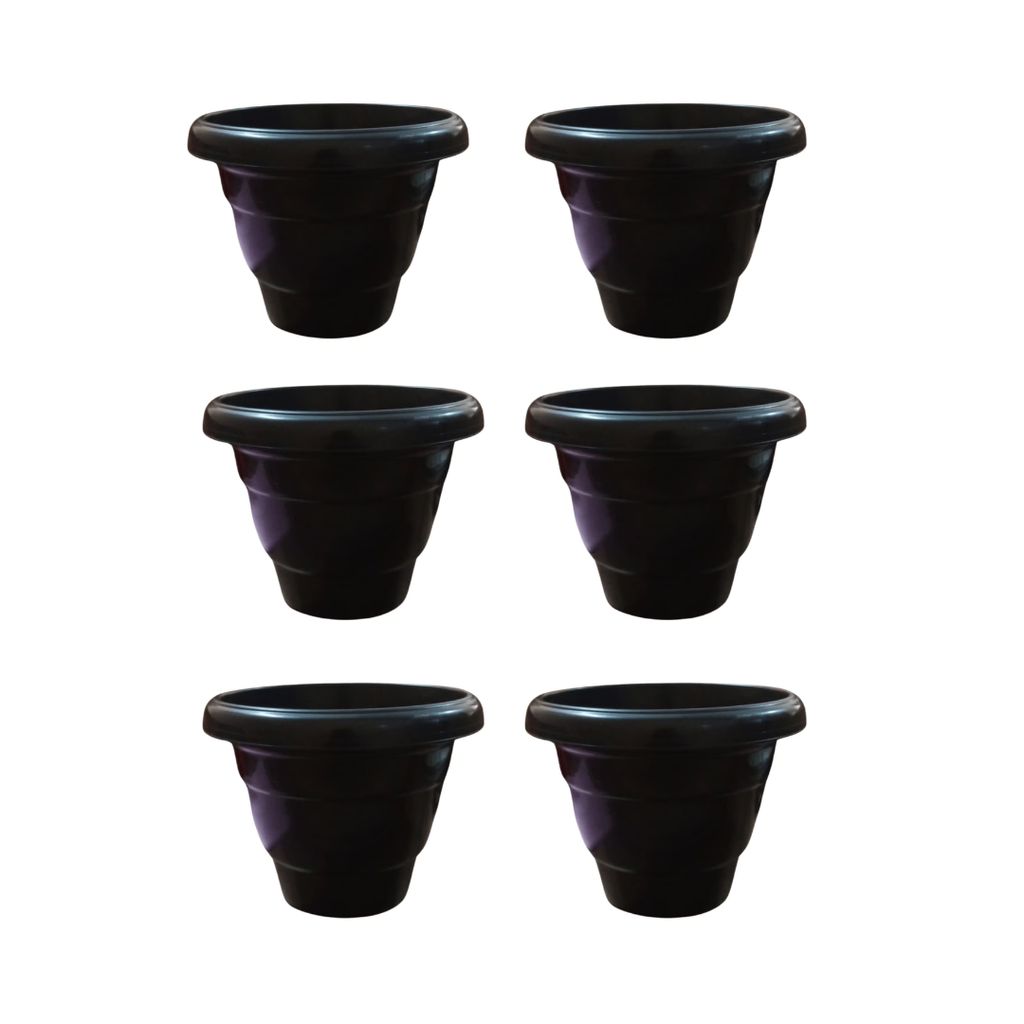 Buy Set of 6 - 8 Inch Black Classy Plastic Pot Online | Urvann.com Set of 6 - 8 Inch Black Classy Plastic Pot