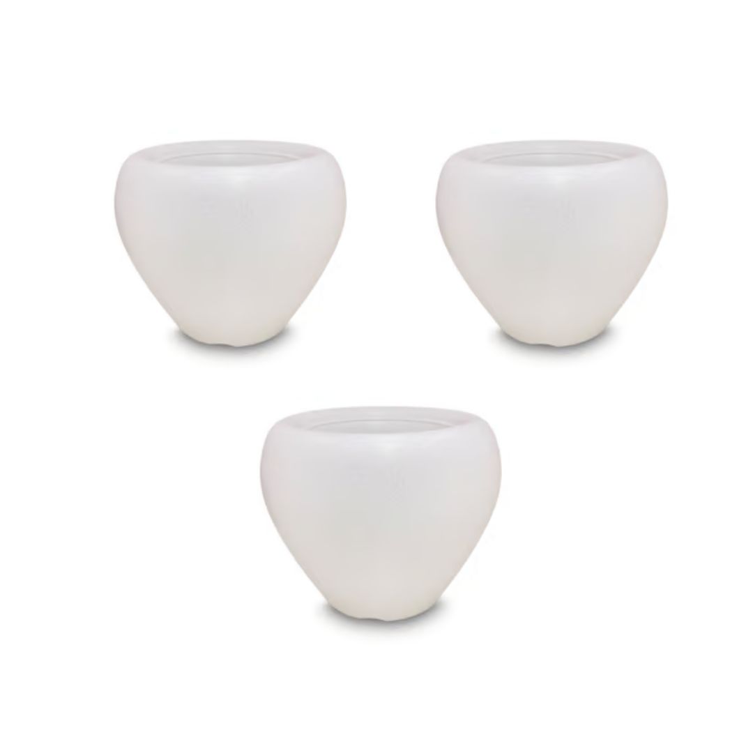 Set of 3 - 4 Inch White Apple Plastic Pot