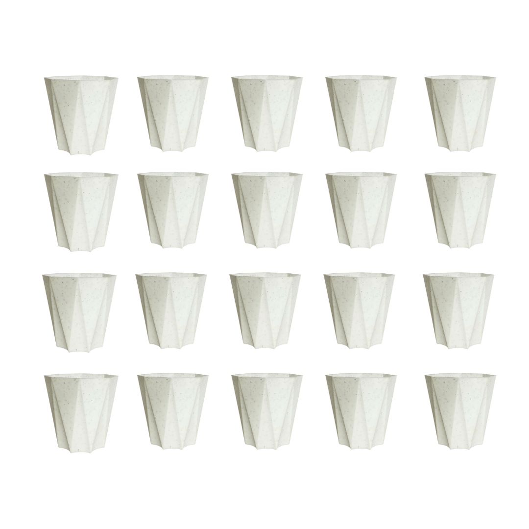 Set of 20 - 6 Inch Marble White Diamanti Plastic Pot