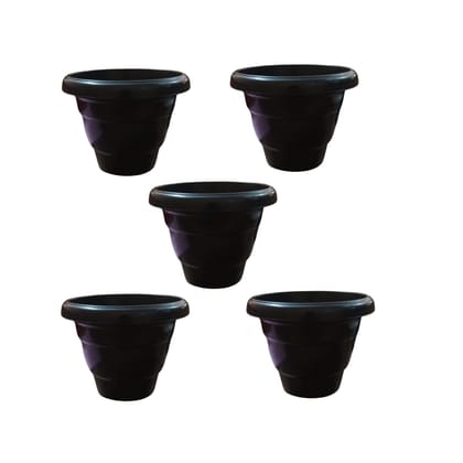Buy Set of 5 - 8 Inch Black Classy Plastic Pot Online | Urvann.com